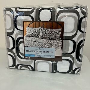NWT Home Classics Full Size Flannel Sheet Set Heavyweight 100% Cotton Geometric